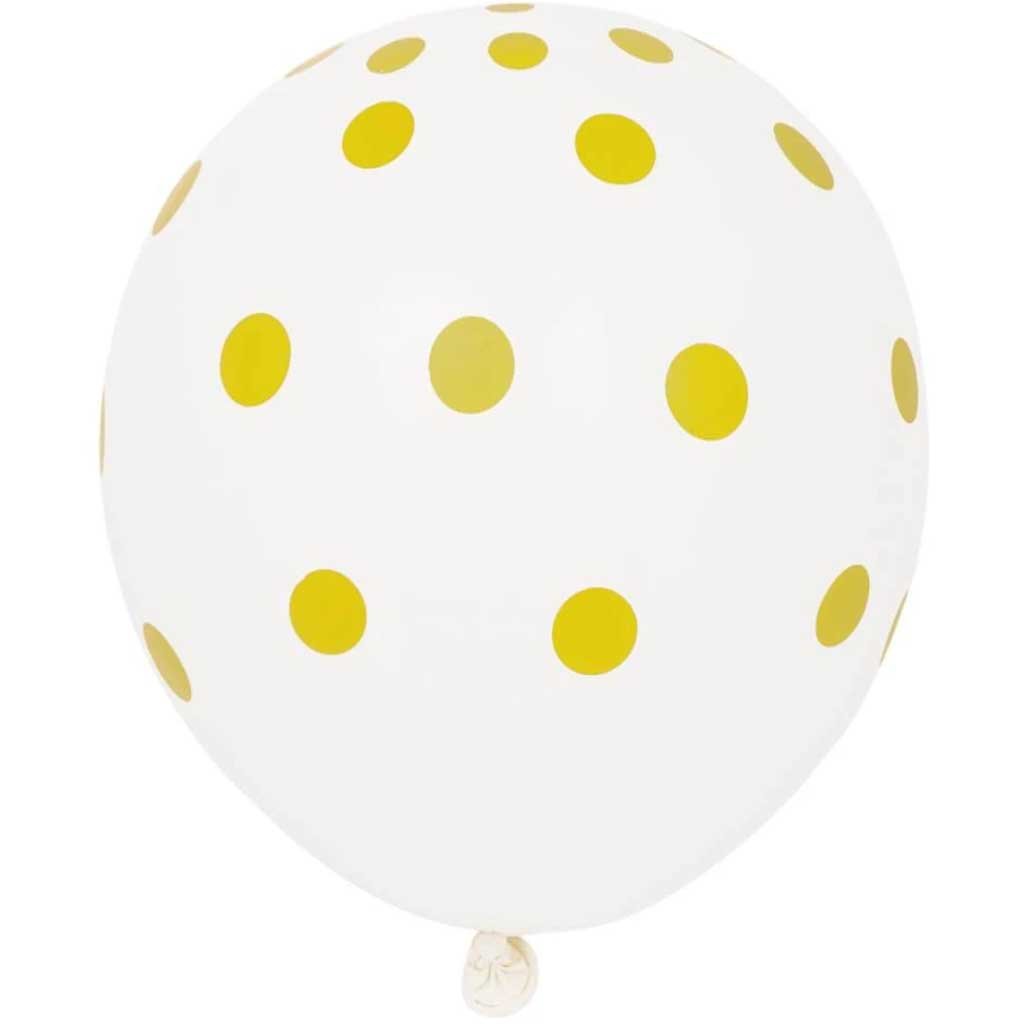 Latex Balloons 12in 6ct, Gold Dots 