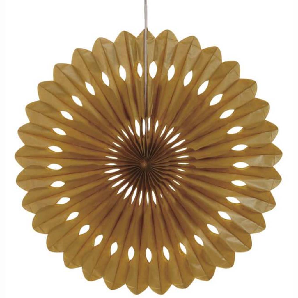 Tissue Paper Fans 16in, Gold 