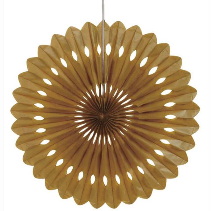 Tissue Paper Fans 16in, Gold 