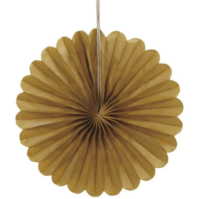 Tissue Paper Fans 6in 3ct, Gold 