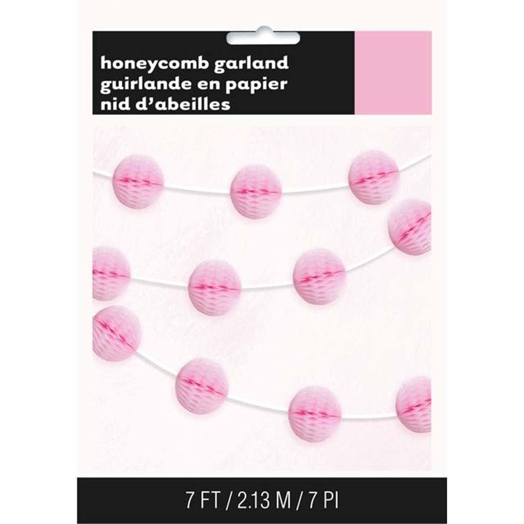 Honeycomb Ball Garland 7ft, Lovely Pink 