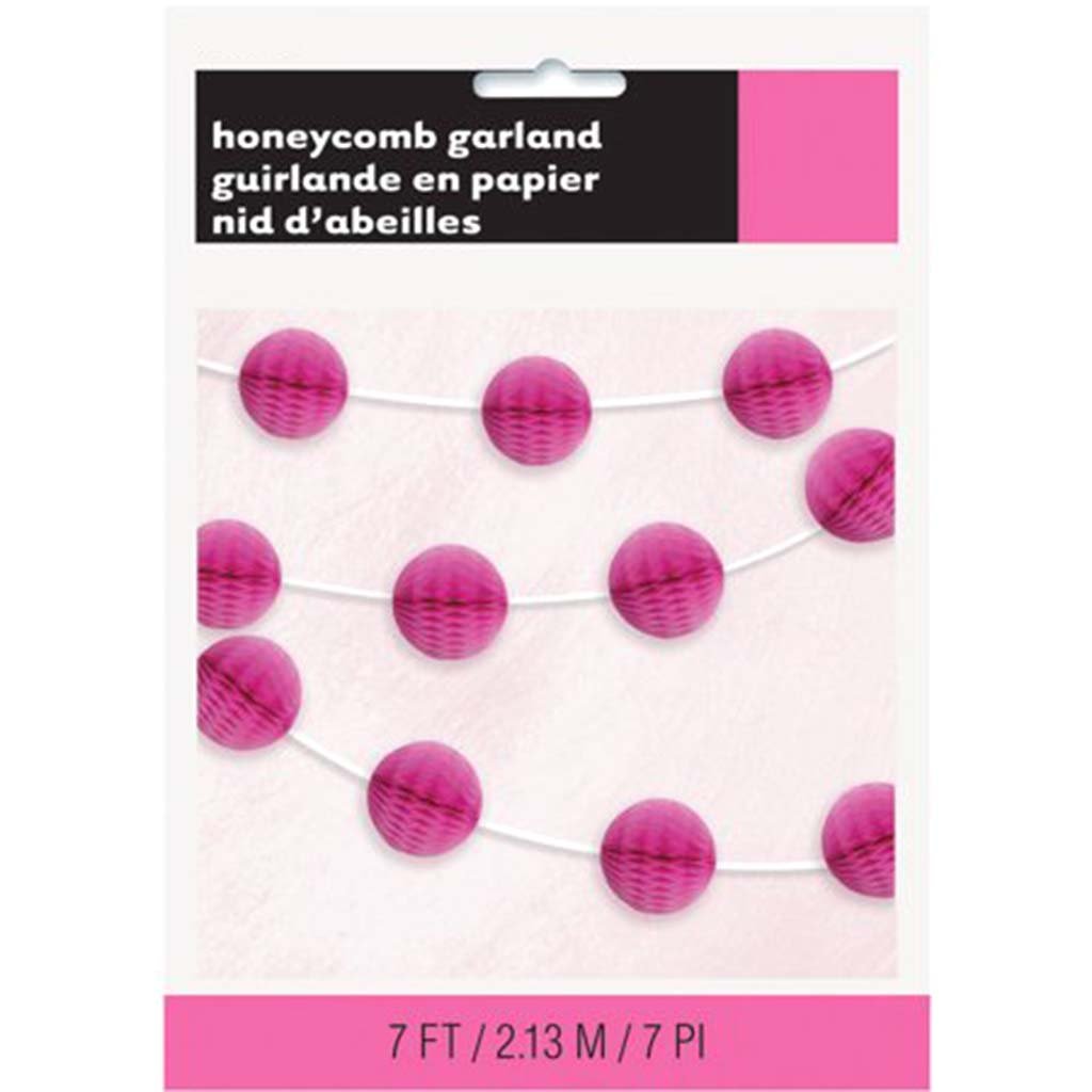 Honeycomb Ball Garland 7ft, Hot Pink 