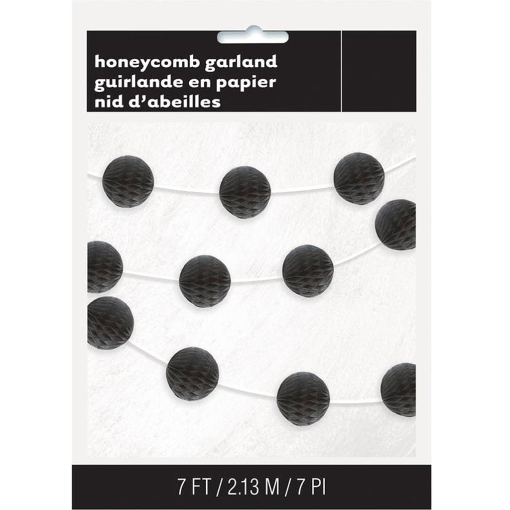 Honeycomb Ball Garland 7ft, Black 