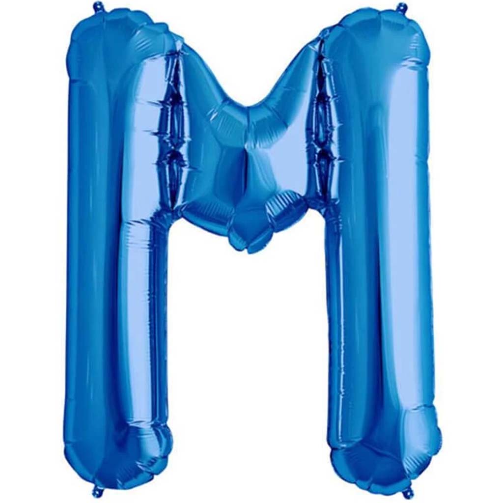 Blue Letter M 34in Foil Balloon