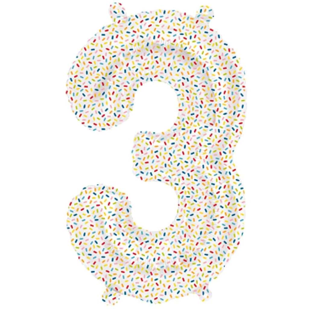 FOIL BALLOON NUMBER 3 SPRINKLE 16in
