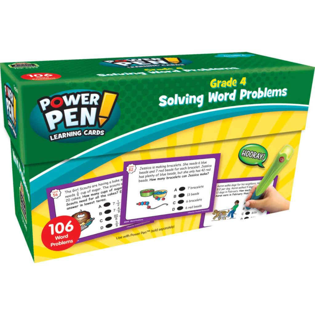 Power Pen Solving Word Problem Learning Cards Grade 4 