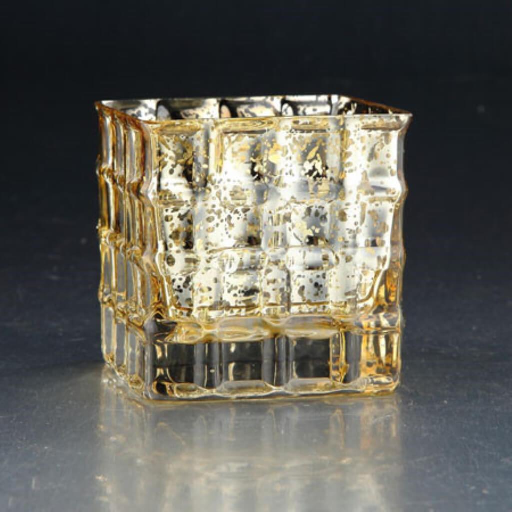 Square Candleholder L:4"W:4"H:4" Gold 