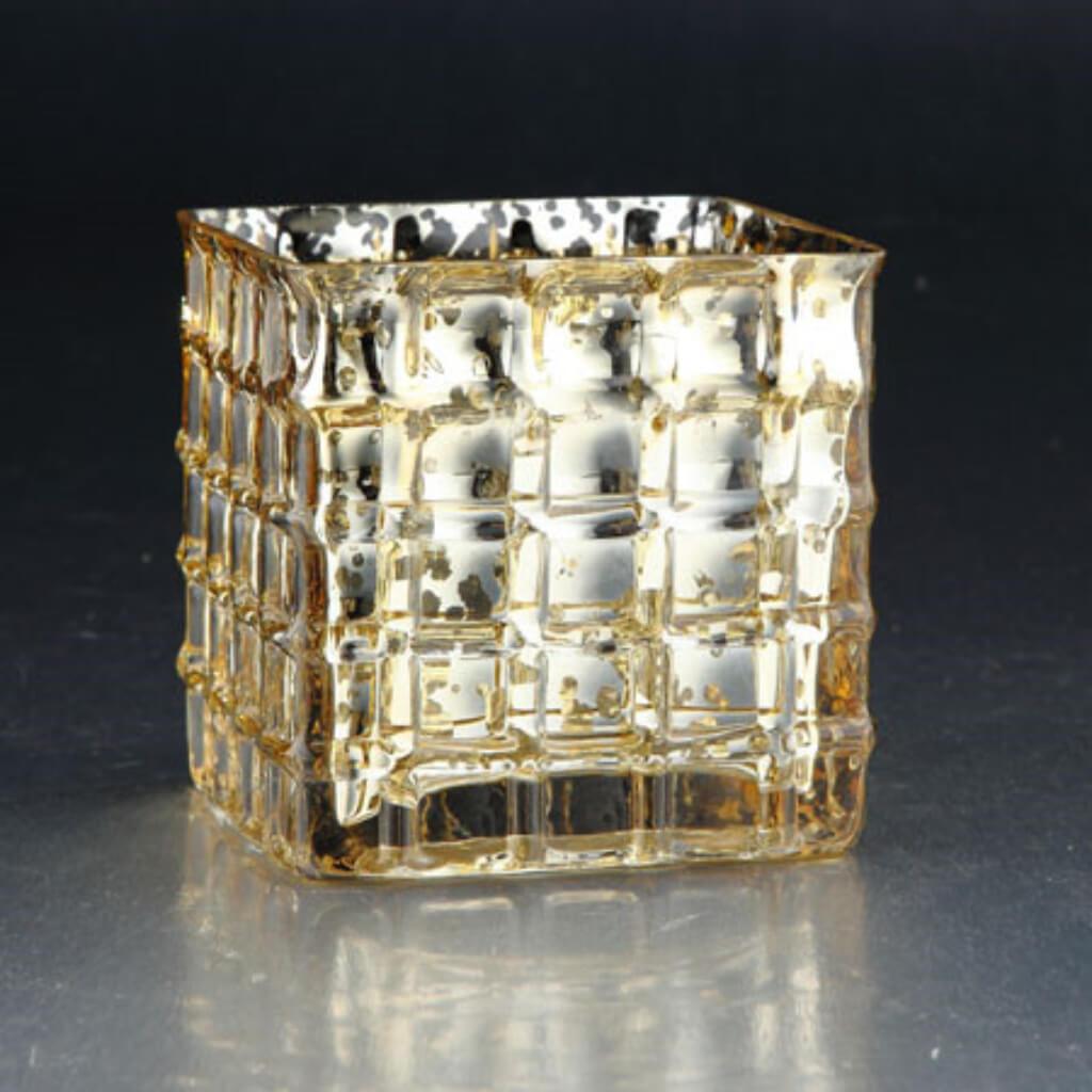 Square Candleholder L:4.5&quot;W:4.5&quot;H:4.5&quot; Gold 
