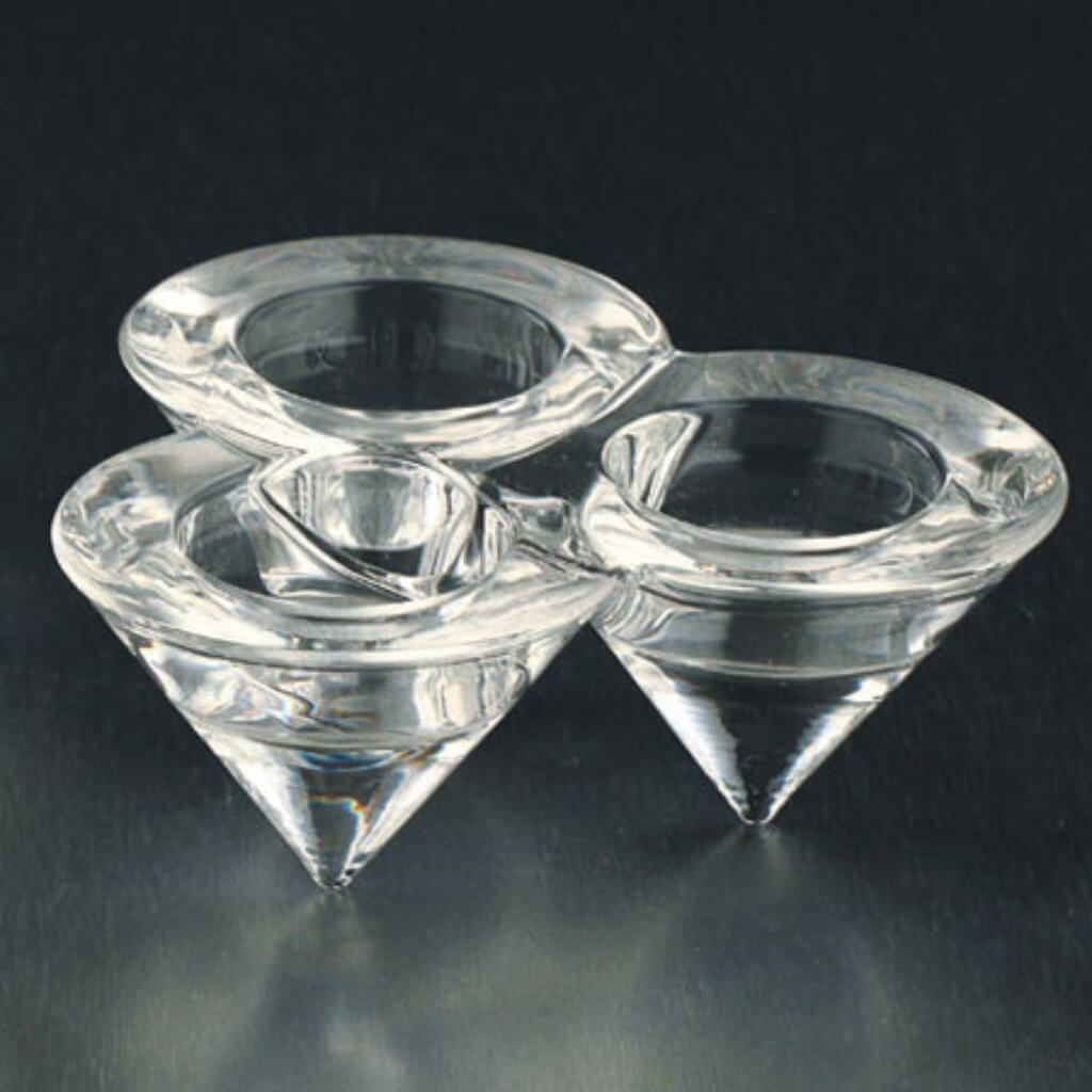 3-Part Diamond Tealight Holder H:2&quot; D:5.5&quot; Clear 