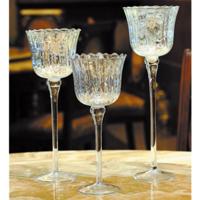 Candleholder Set Of 3 H:12"14"15.5" D:5" Silver 