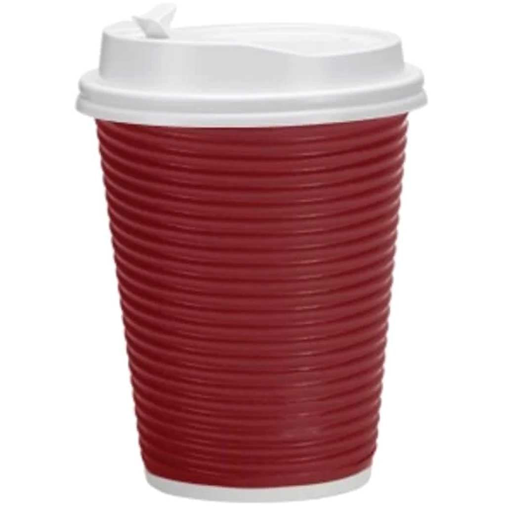 Ripple Hot Cup with Lid 30 count 12oz Maroon 