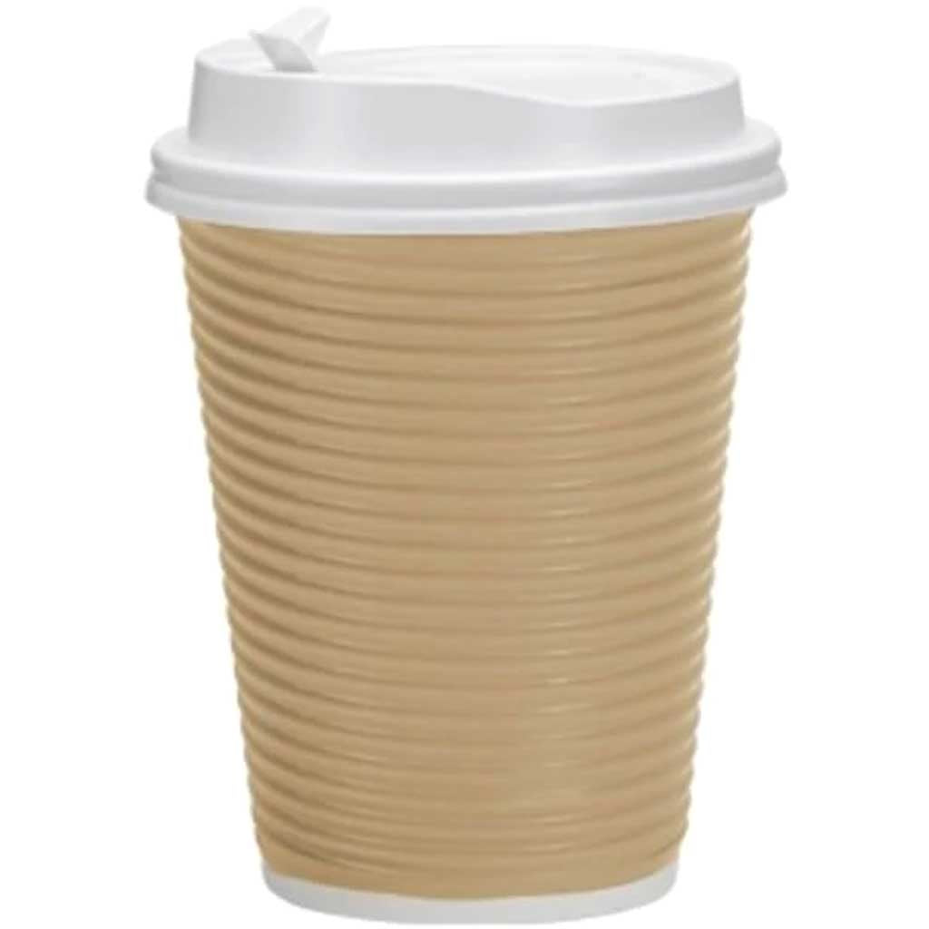 Ripple Hot Cup with Lid 30 count 12oz Tan 