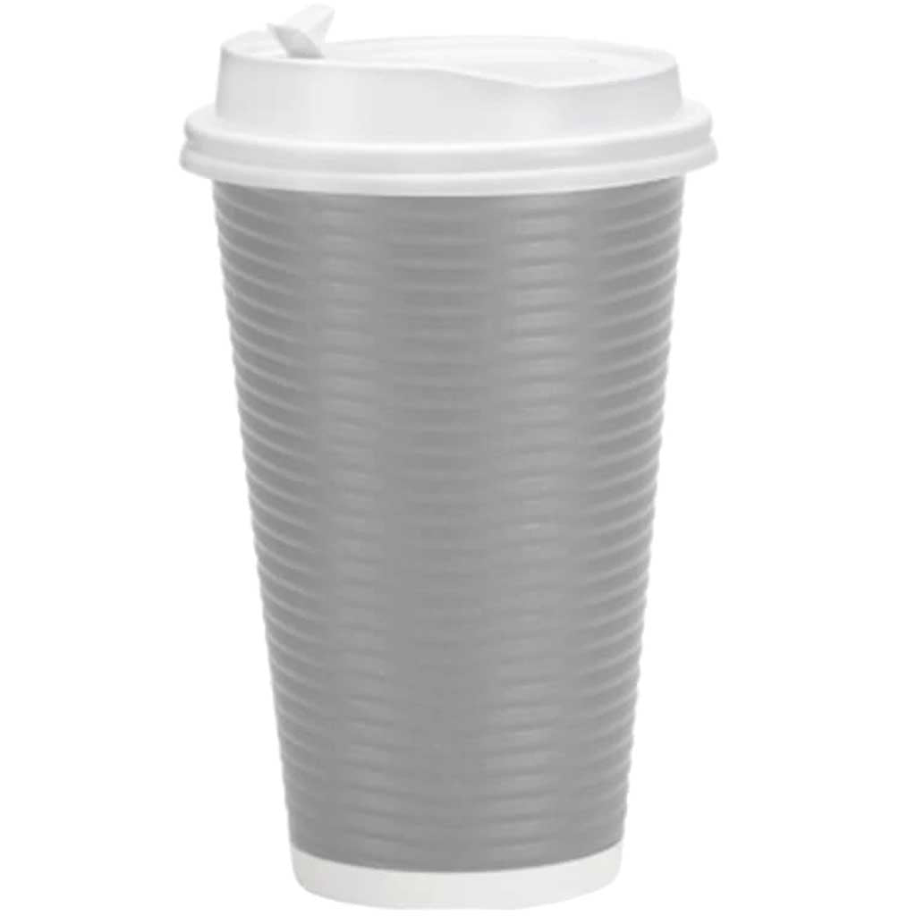 Ripple Hot Cup with Lid 30 count 16oz Silver 