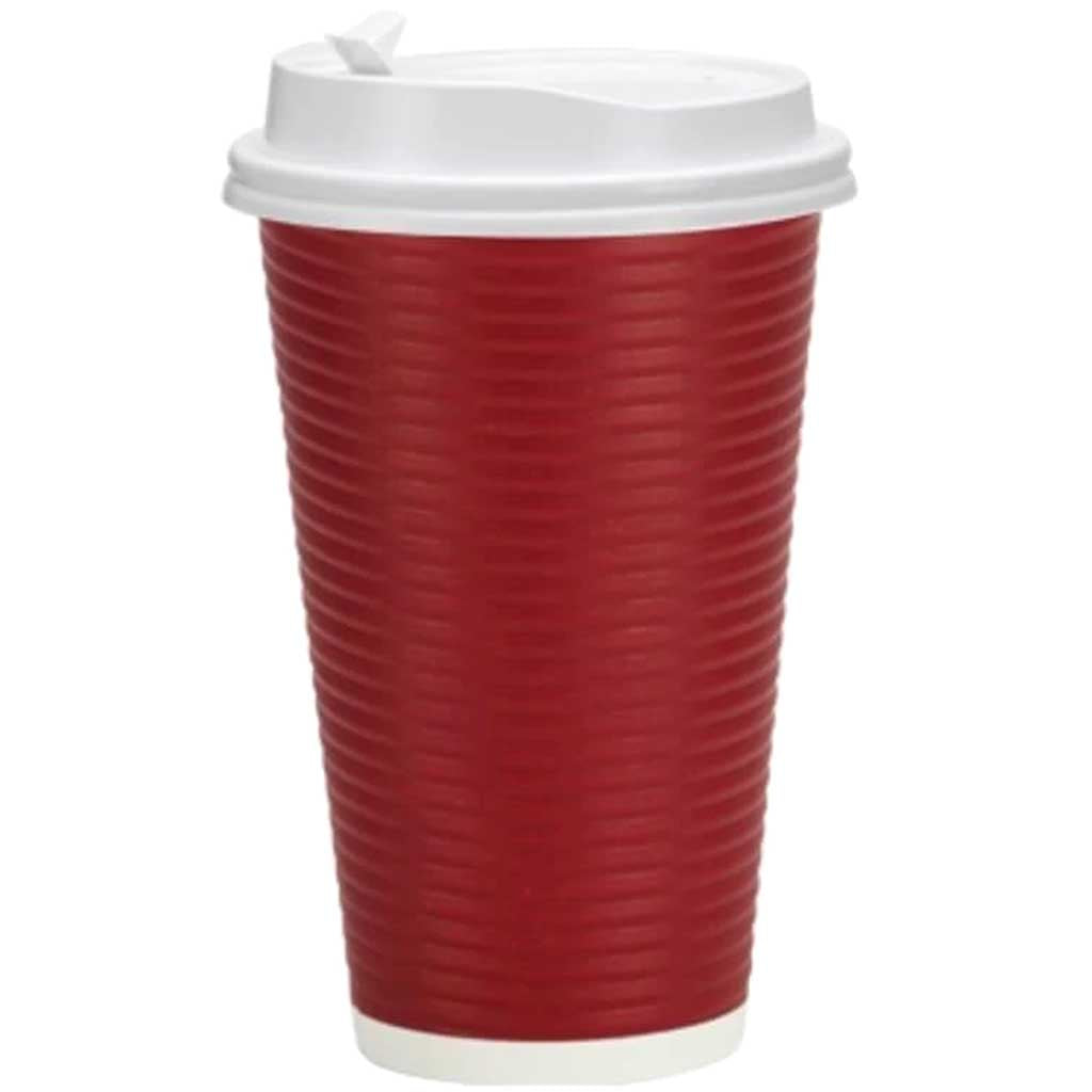 Ripple Hot Cup with Lid 30 count 16oz Maroon 