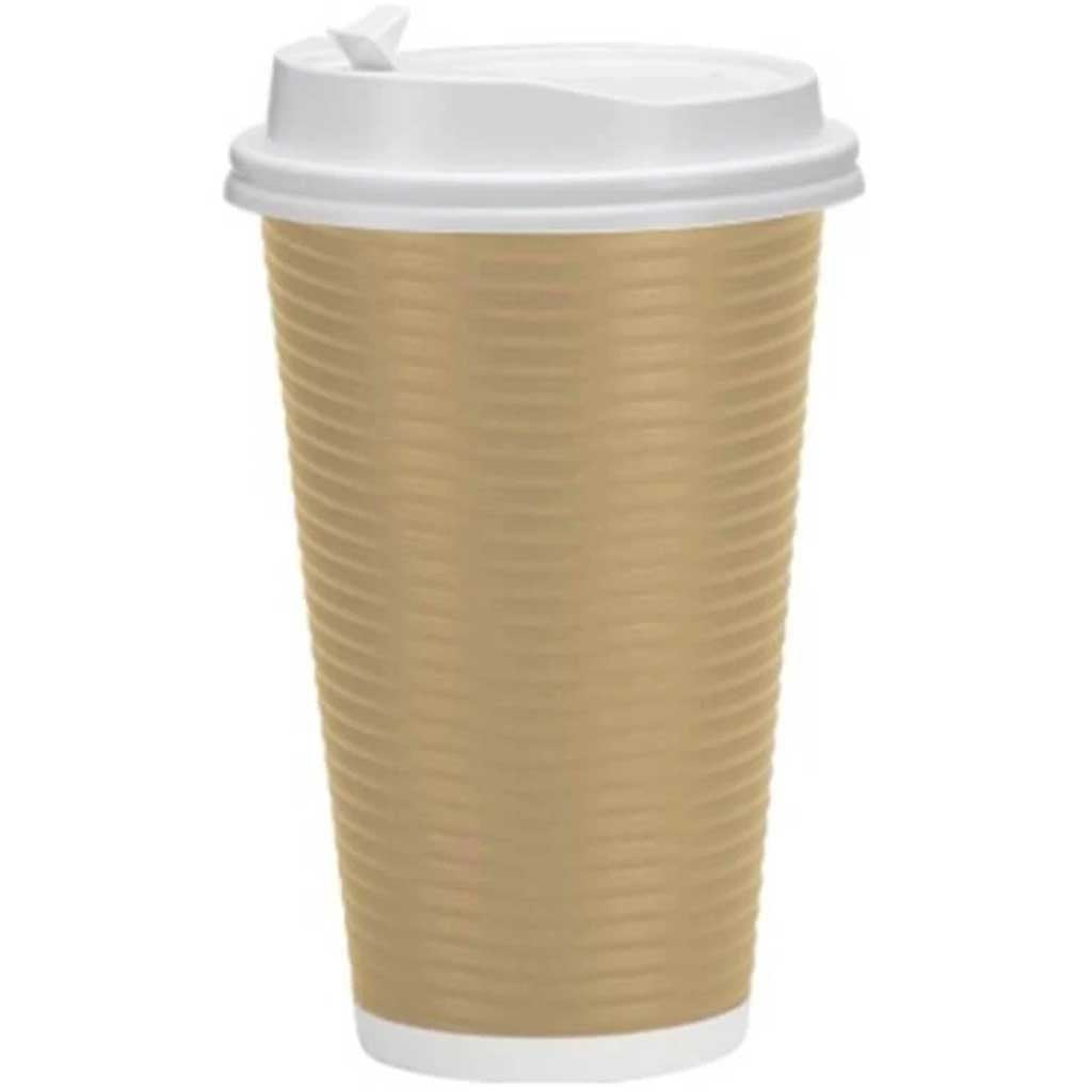 Ripple Hot Cup with Lid 30 count 16oz Tan 