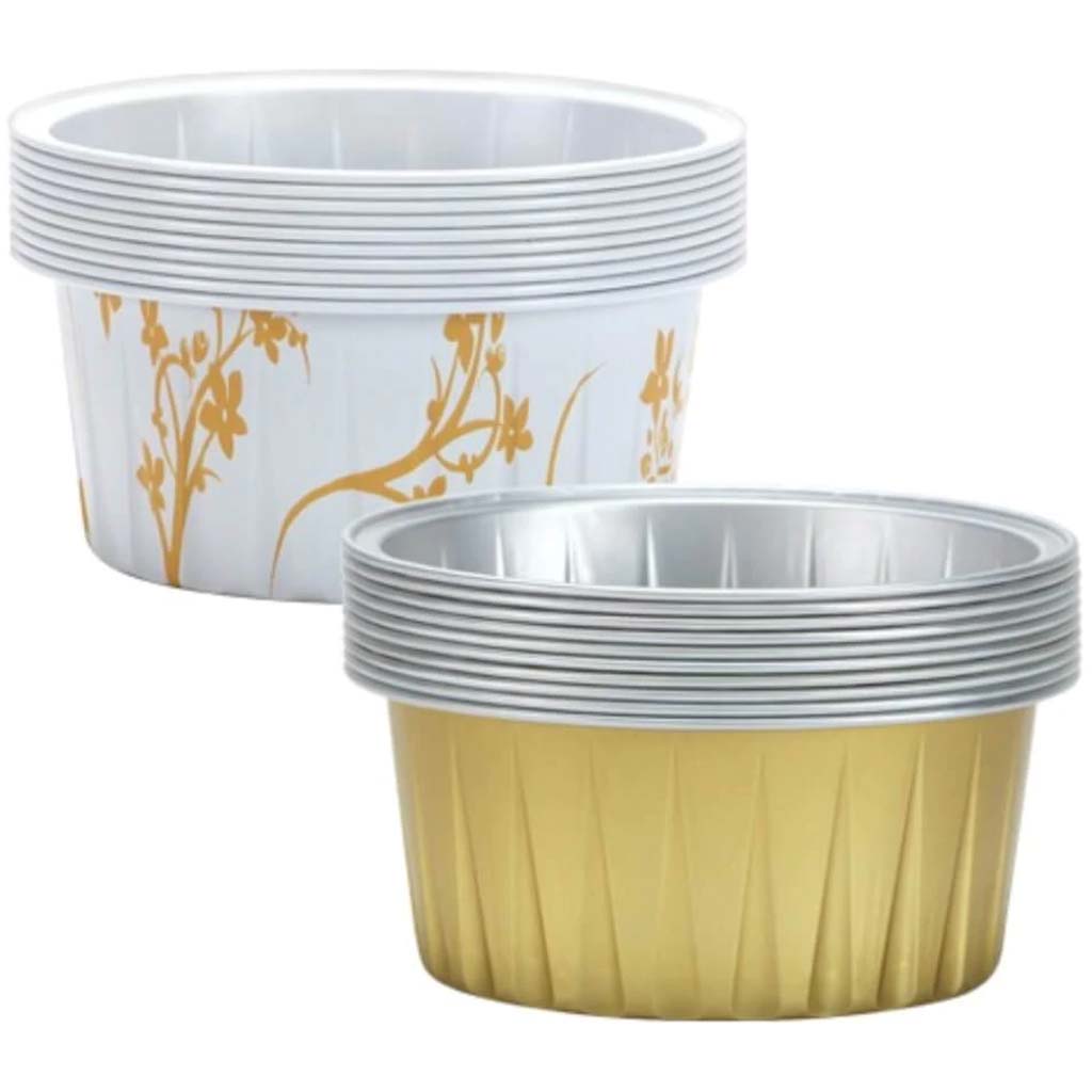 DECORative Mini Round Aluminum Baking Pans Gold 2 1/2&quot; 