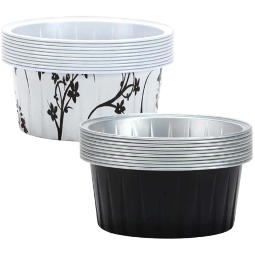 DECORative Mini Round Aluminum Baking Pans Black 2 1/2" 