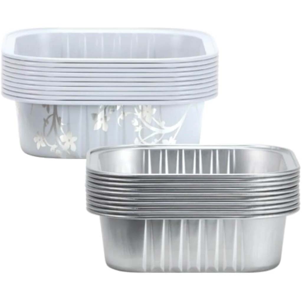 DECORative Mini Square Aluminum Baking Pans Silver 2 3/4" 