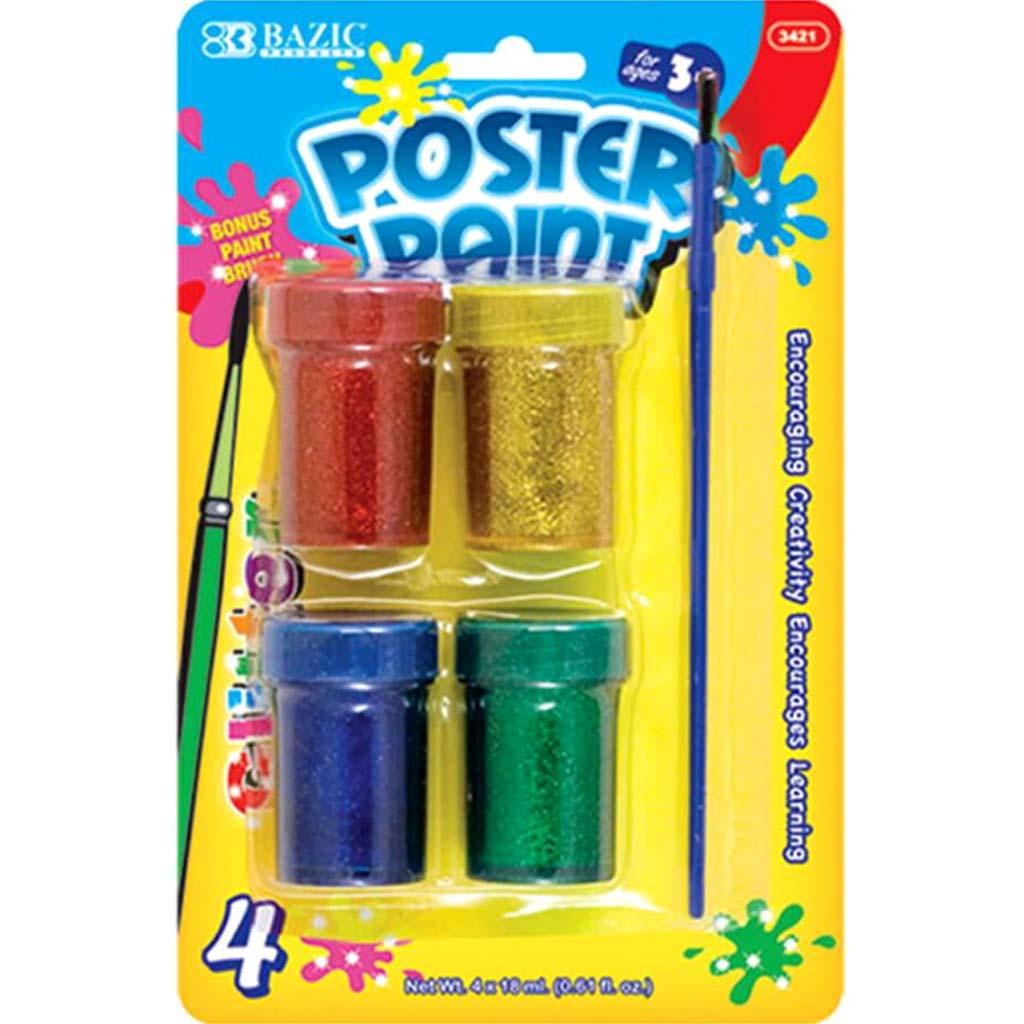 Glitter Poster Paint with Brush 4set 