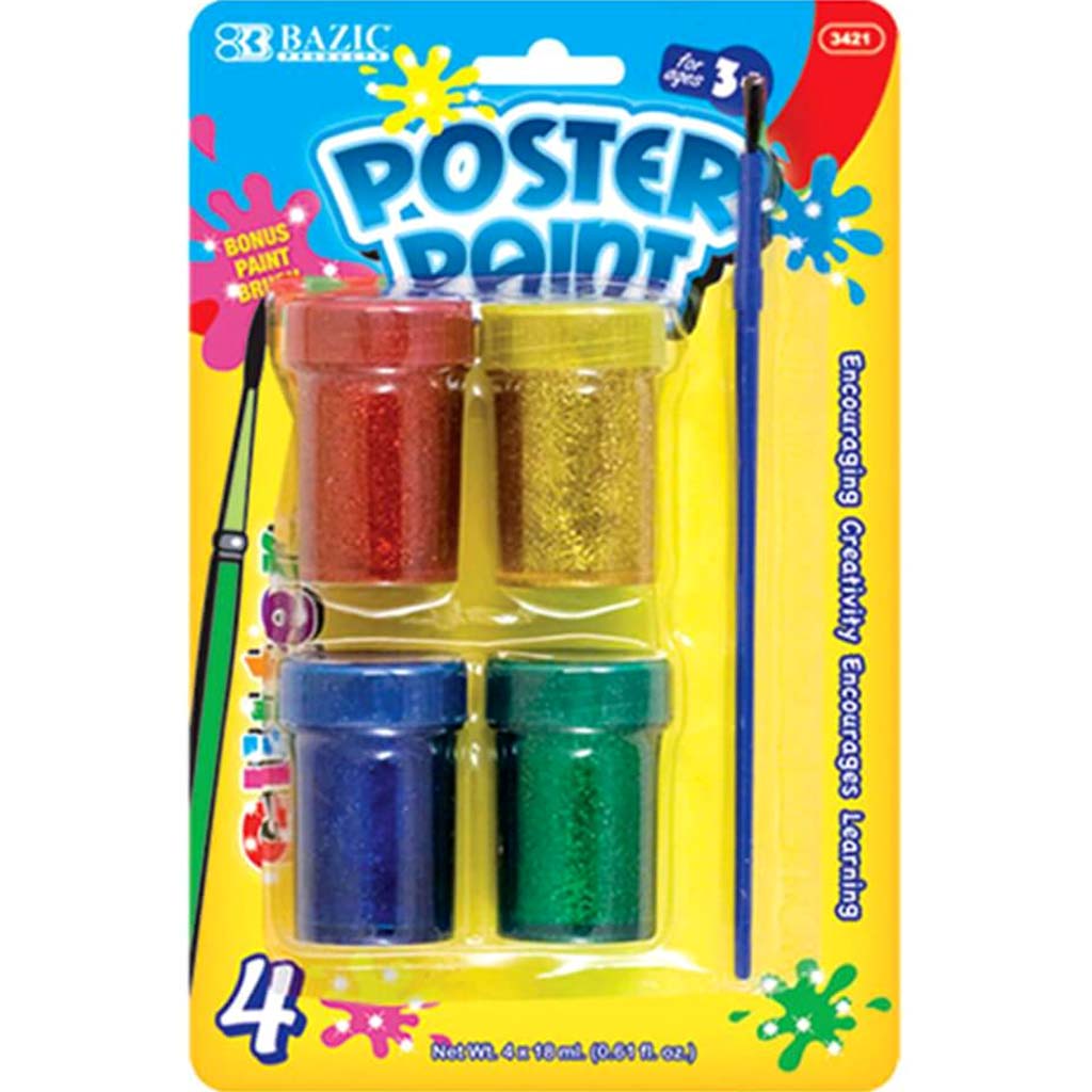 Glitter Poster Paint with Brush 4set 