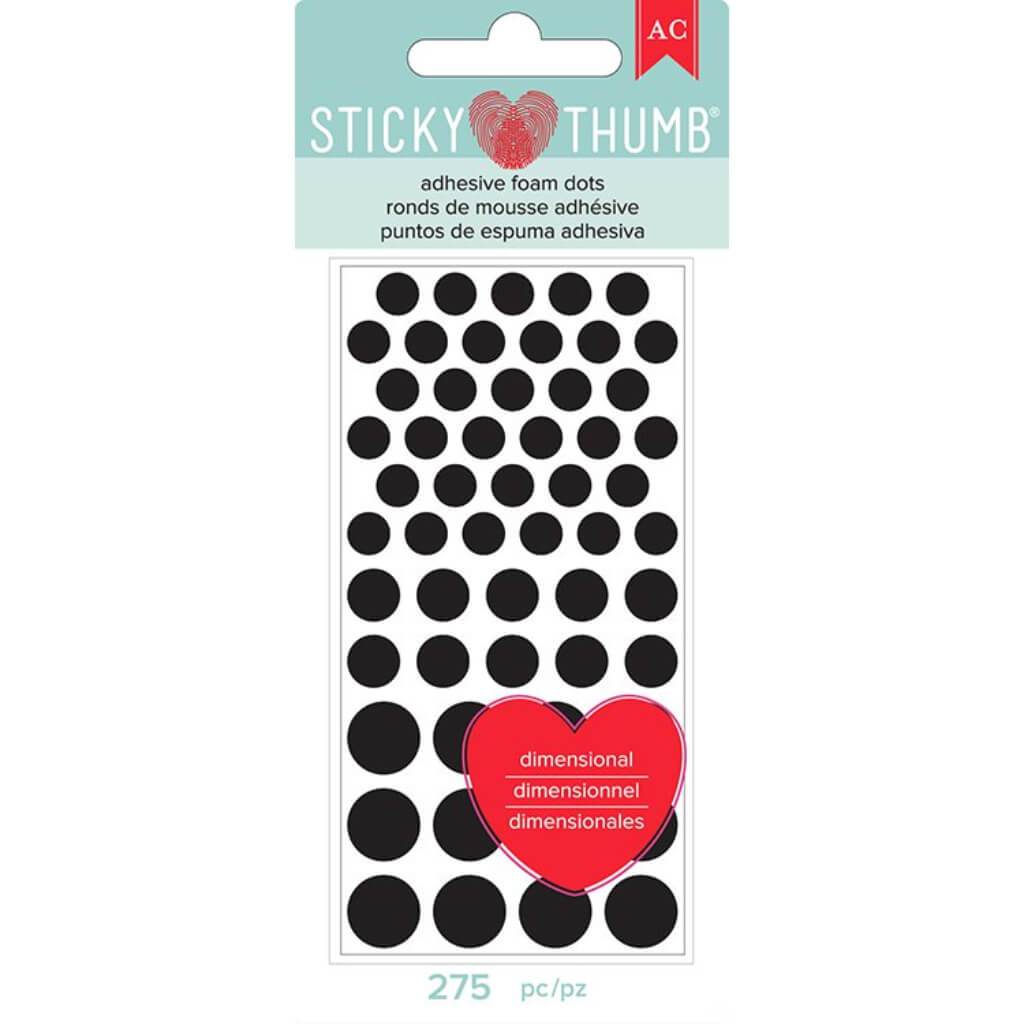 STICKY FOAM DIMENSIONAL DOTS BLACK 275PIECES 