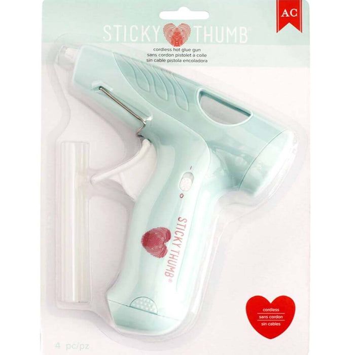 Sticky Thumb Cordless Mini Hot Glue Gun, High Temp