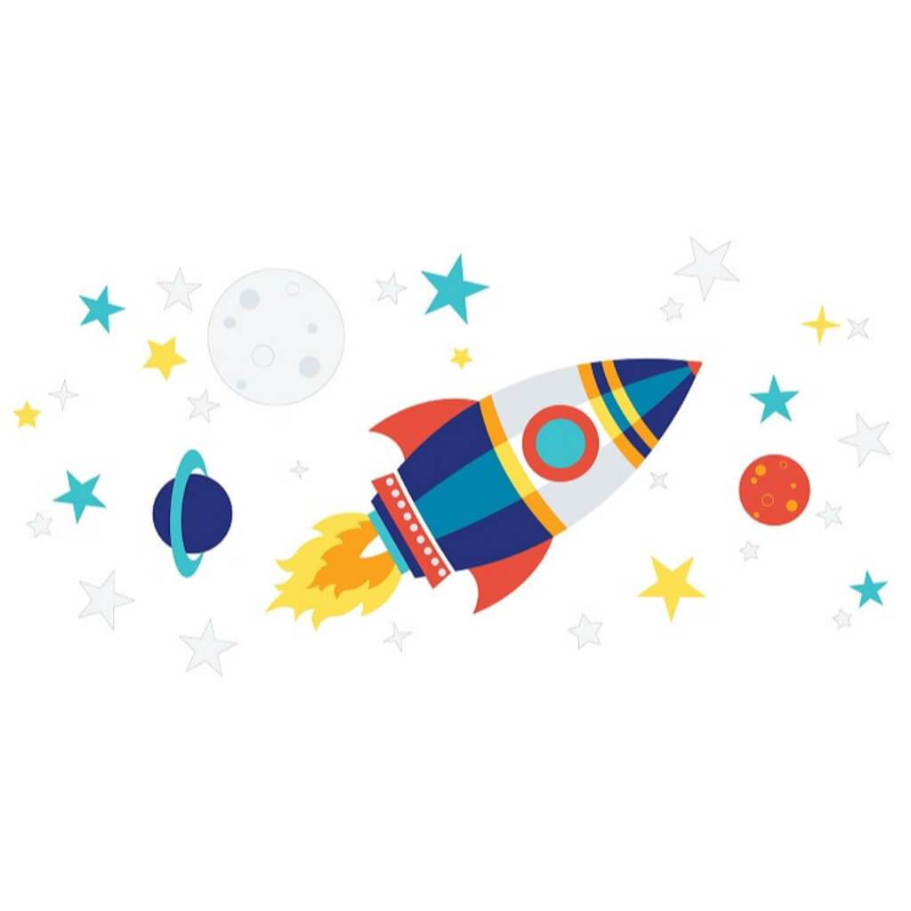 WALL DECAL VINYL ROCKET SHIP 