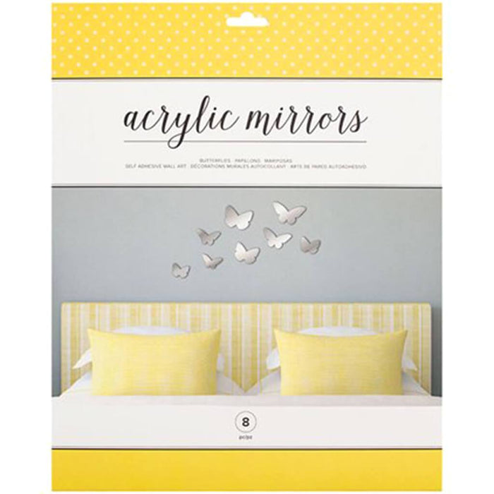8 Pieces Self Adhesive Wall Art Acrylic Mirrors Butterflies