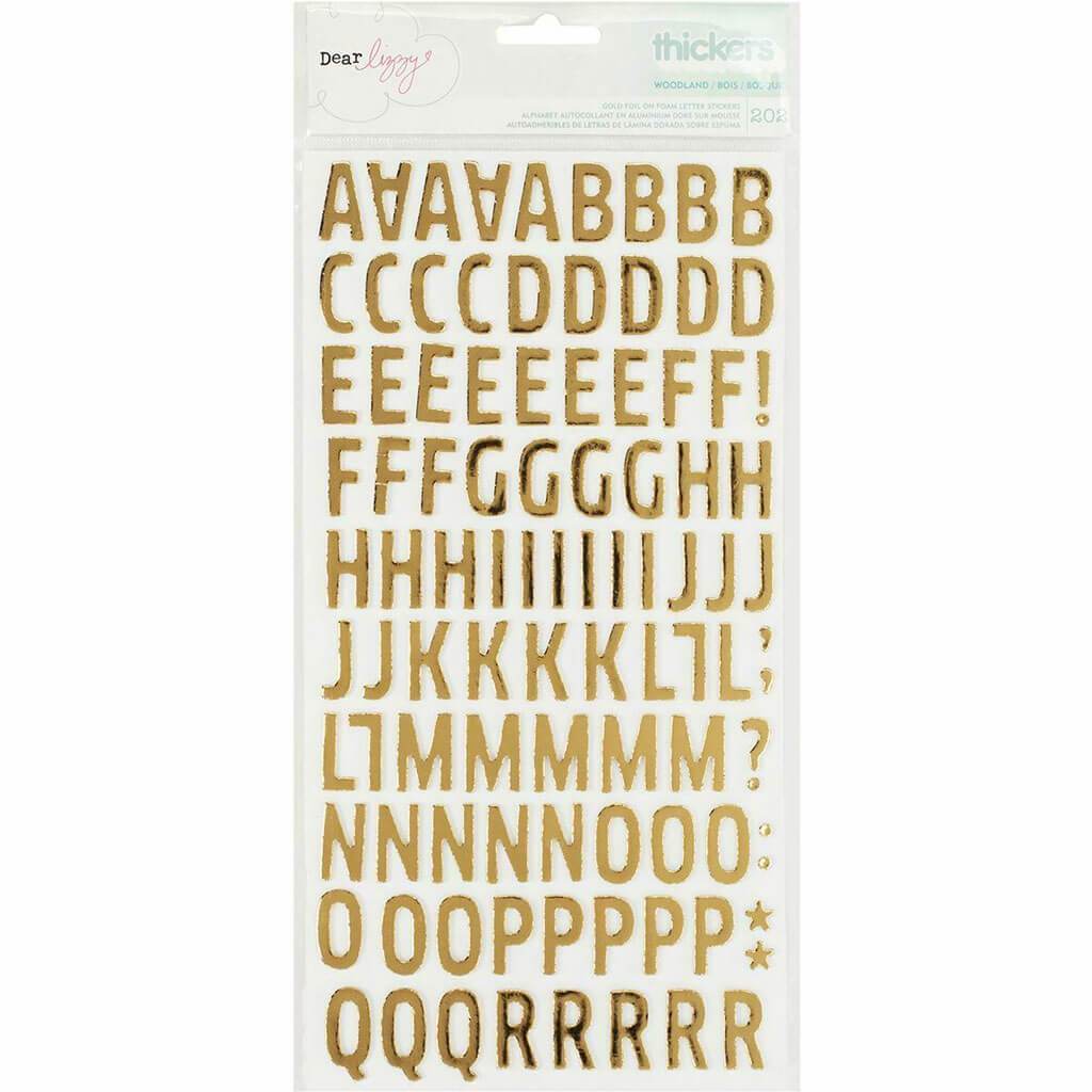 Fine &amp; Dandy Thickers Alpha Stickers Woodland Gold Foiled Foam