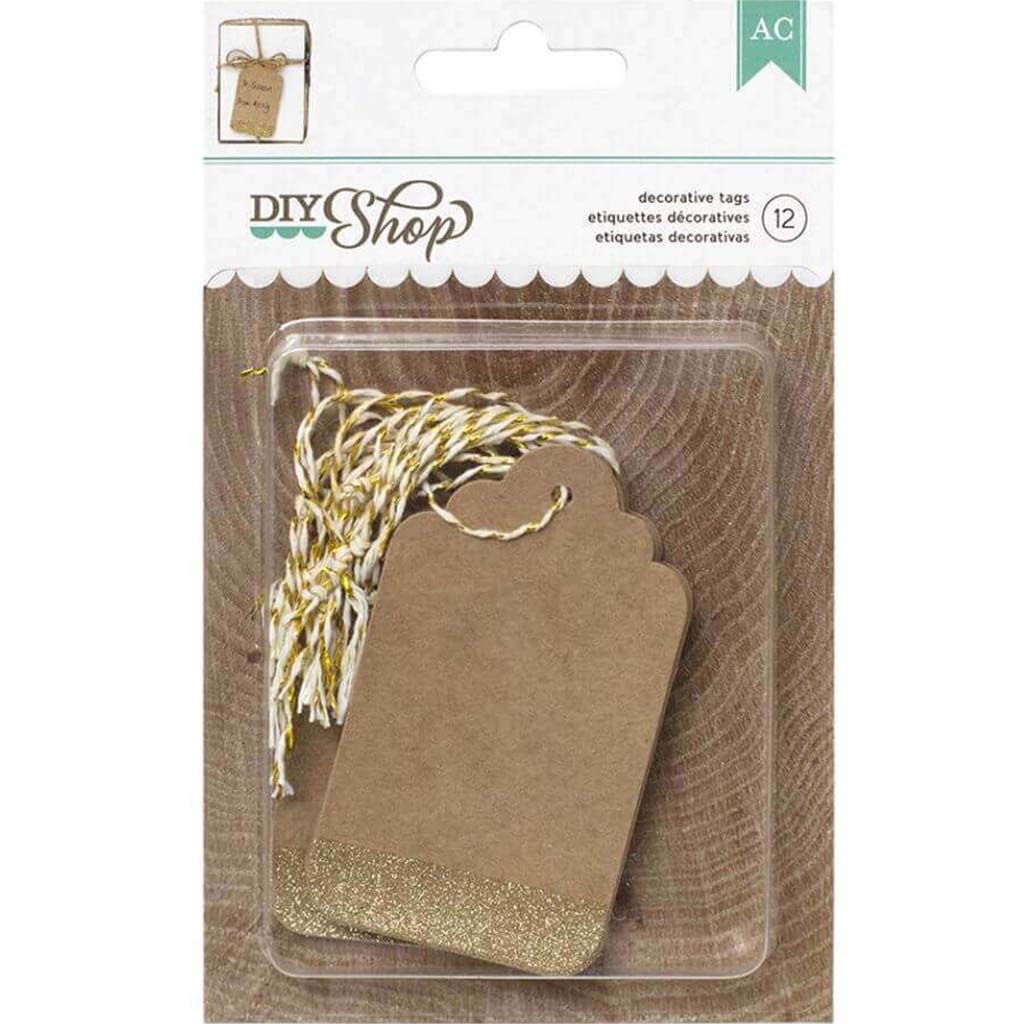 DIY Glitter Kraft Tags Glittered Gold