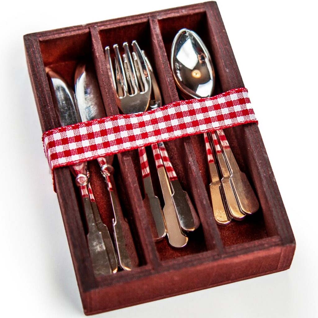 The Queen&#39;s Treasures 18in Doll 13 Piece Utensil Set and Wooden Holder