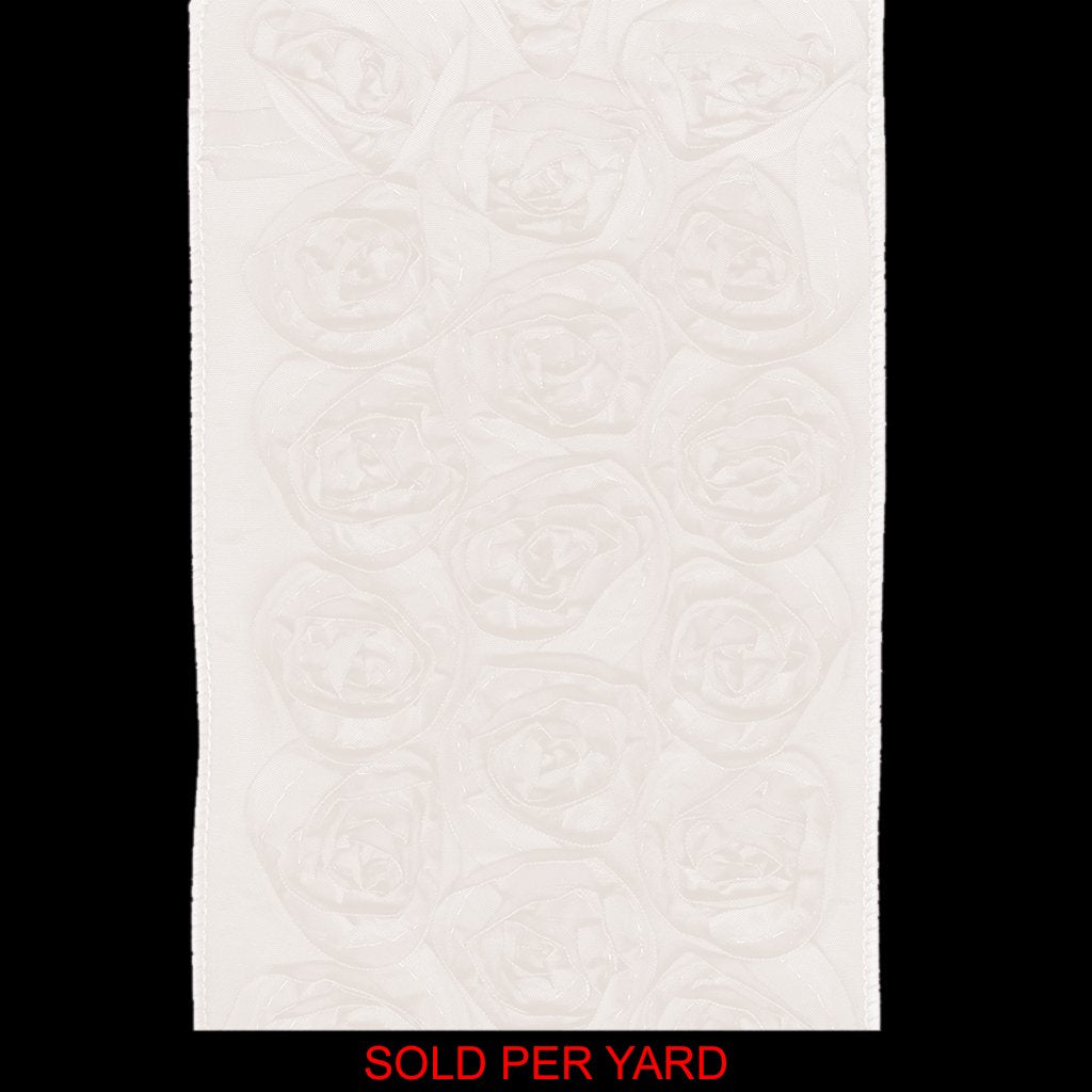 Offray 4in Wired Edge Love Knots Ribbon New White