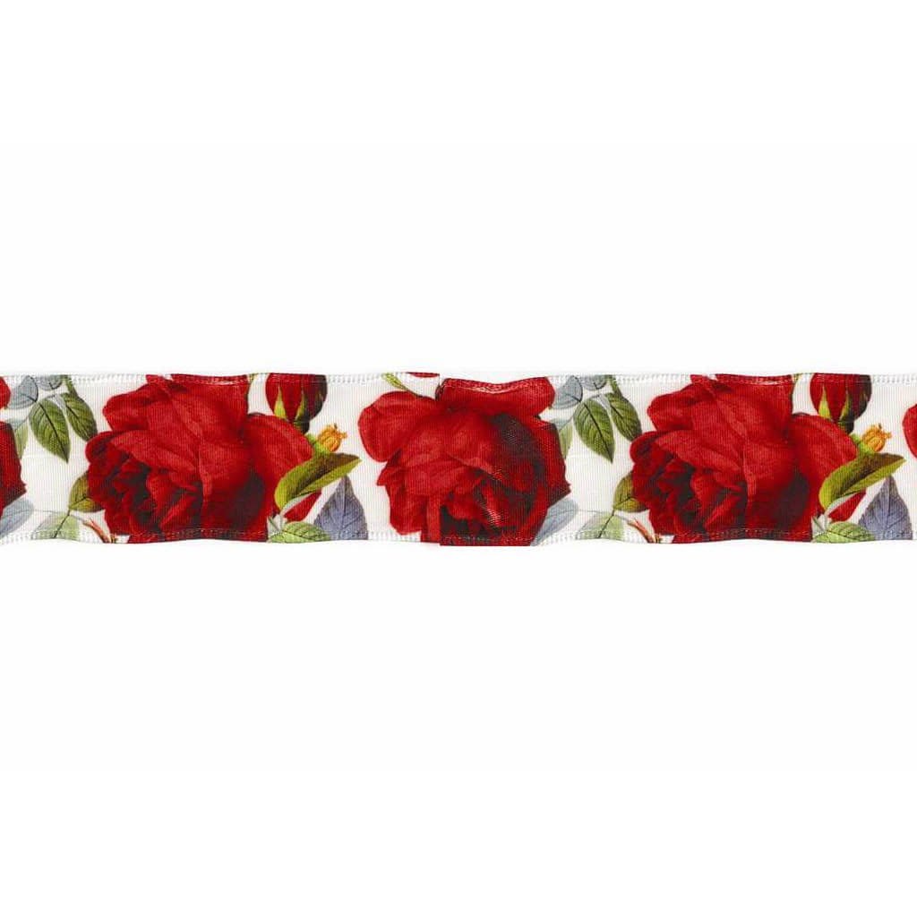 Rose Bloom Wired Edge 1.5in x 25yds Freedom Red