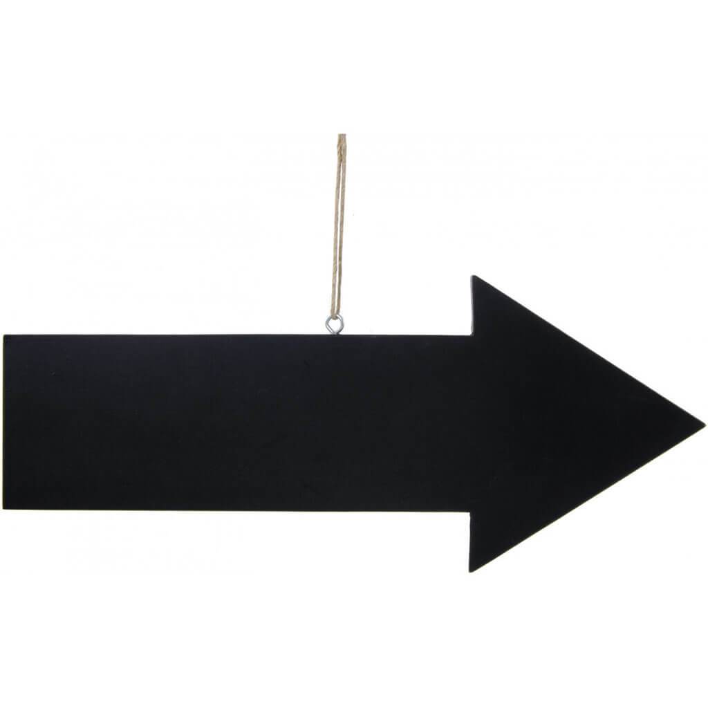 Hanging Black Chalkboard Arrow Sign 12in x 5in