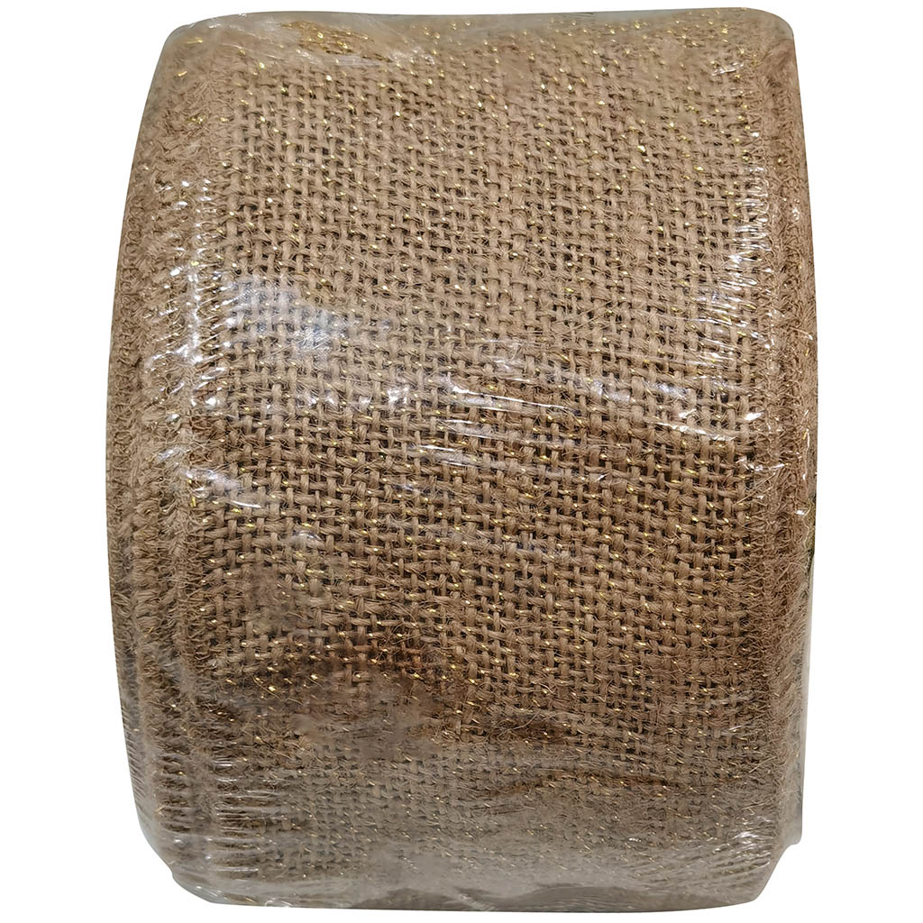 Everest Burlap Jute Glitter 2.5in x 10yd Natural Brown