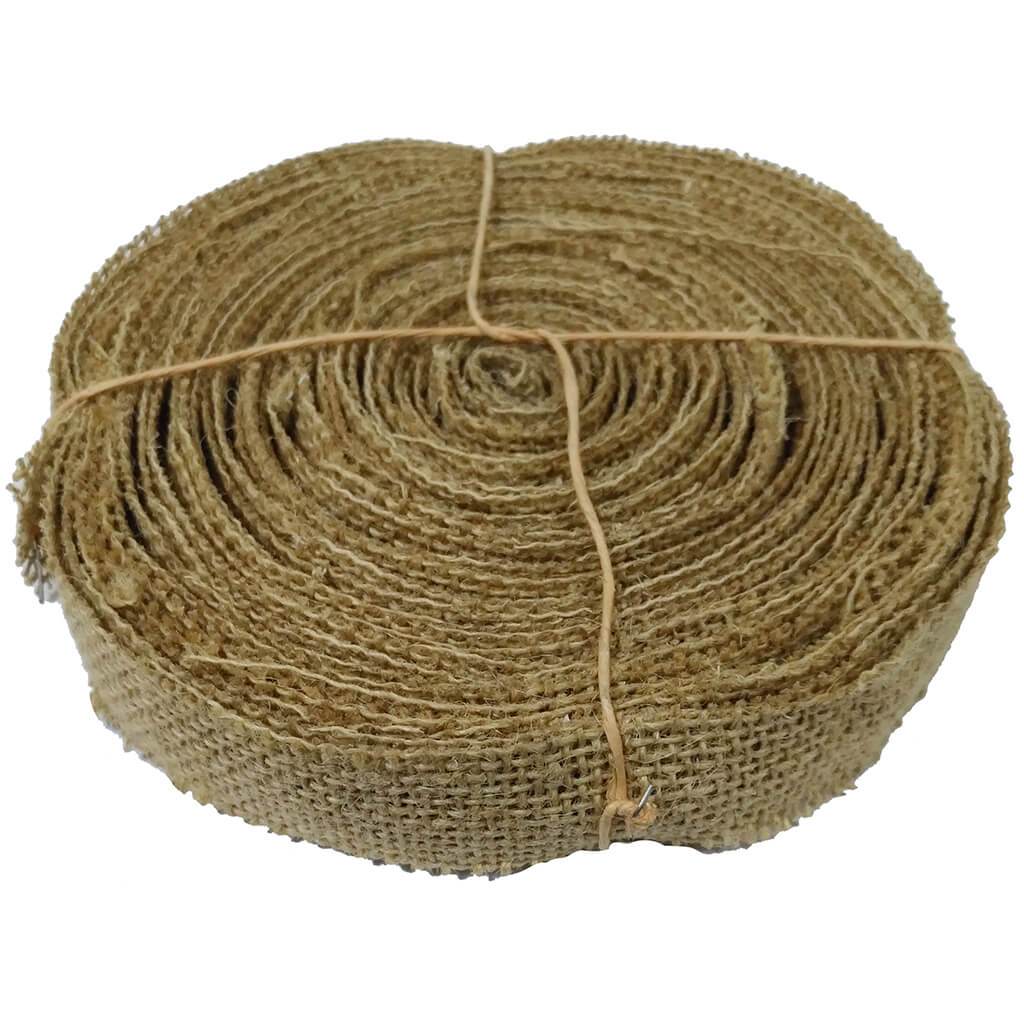 Cut Edge Center Wire Burlap Ribbon 1in x 10yd Natural