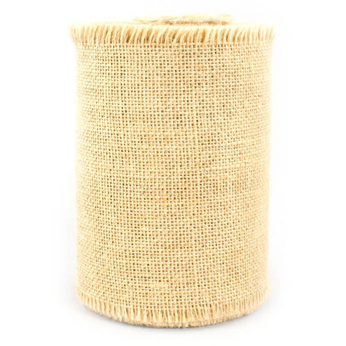 Burlap Jute Fringe Edge Ribbon 6in x 10yd