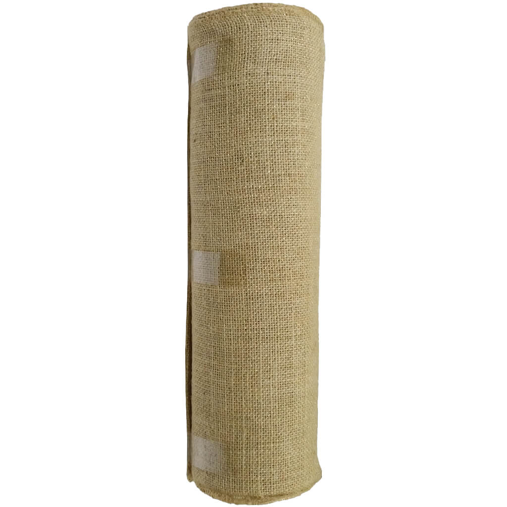 Gold Glitter Burlap Jute Roll Overlock Natural 14in x 10yd