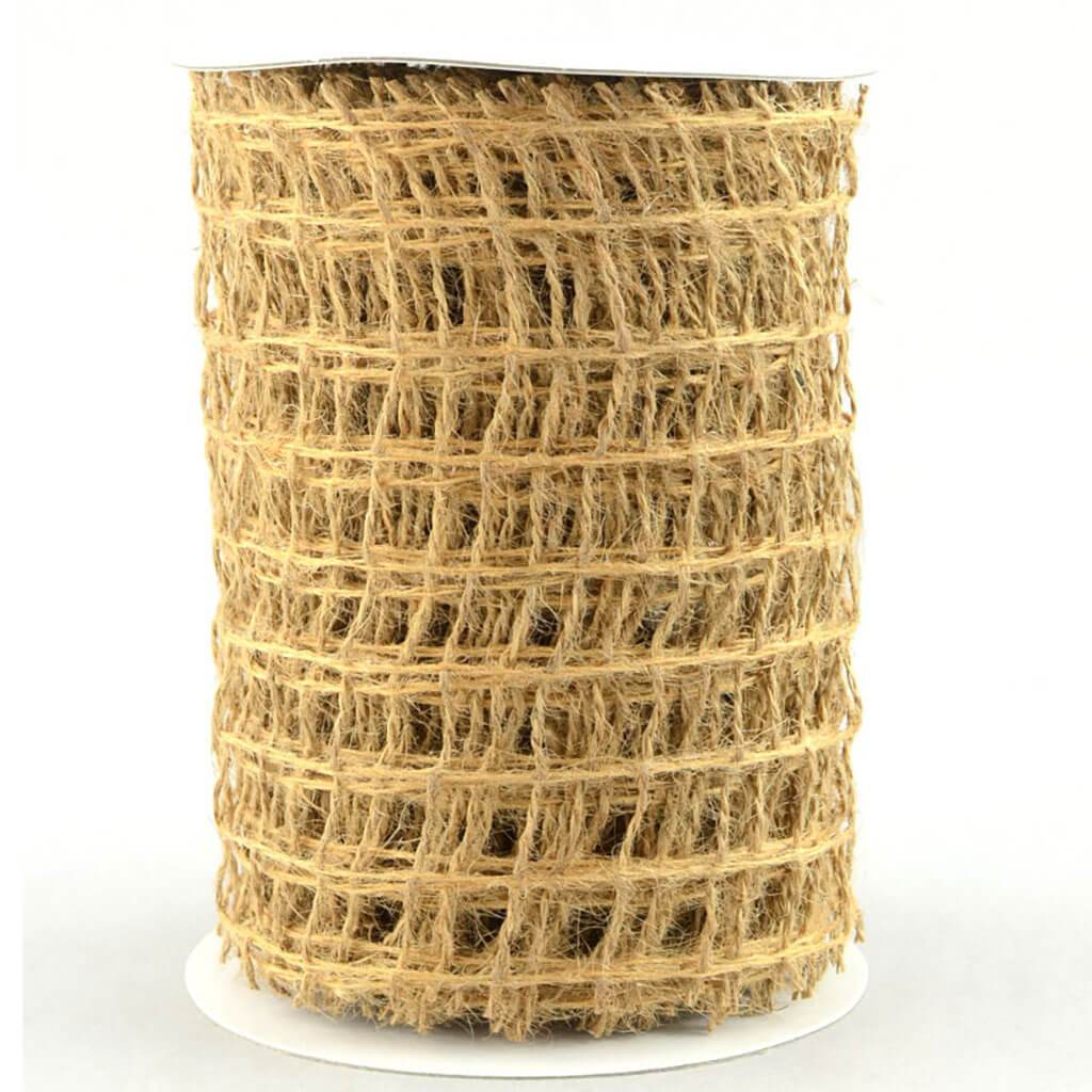 Square Net Natural Jute Burlap Ribbon 6in x 10yd