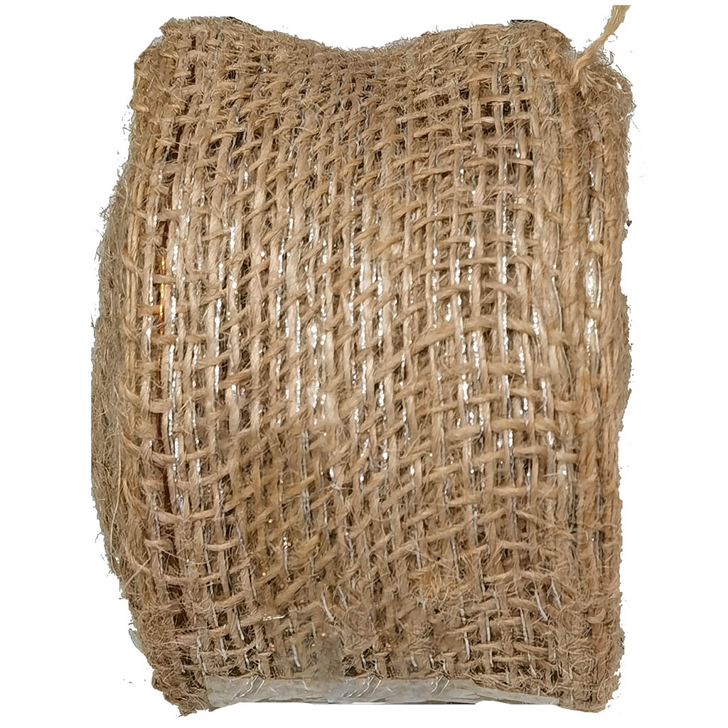 Burlap Woven Silver Lurex Wire Natural 2.5in x 10yd