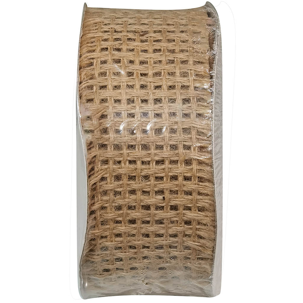 Burlap Jute Large Woven Fringe Natural 2.5in x 10yd