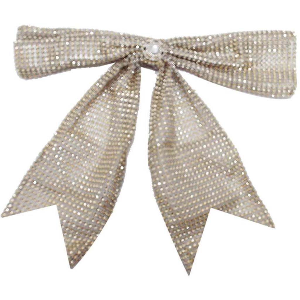 Diamond Mesh Bow 4in Width Wire Edge 11.75in Champagne 