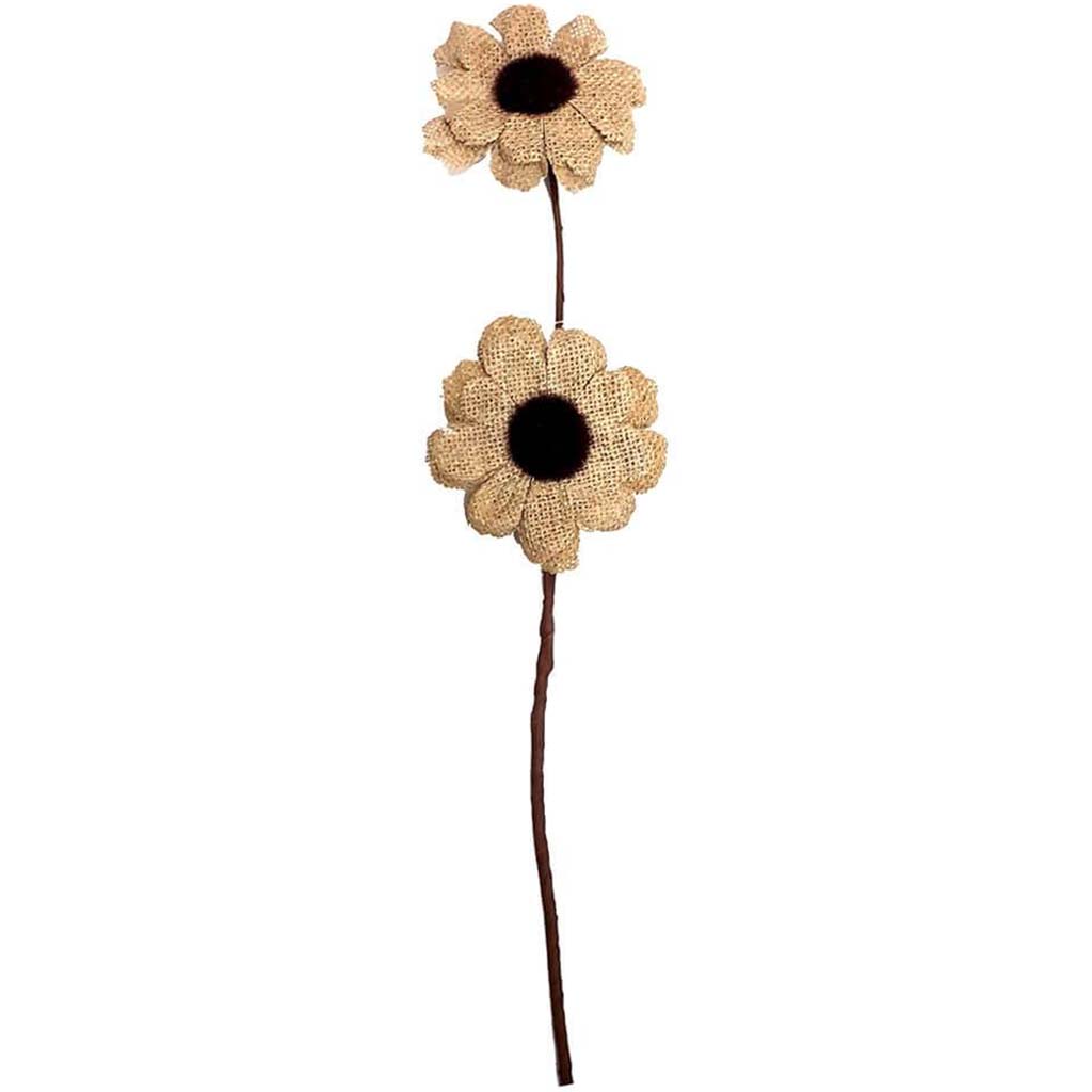 Burlap 2-Daisy Stem No Leaf 4in x 20in Natural 