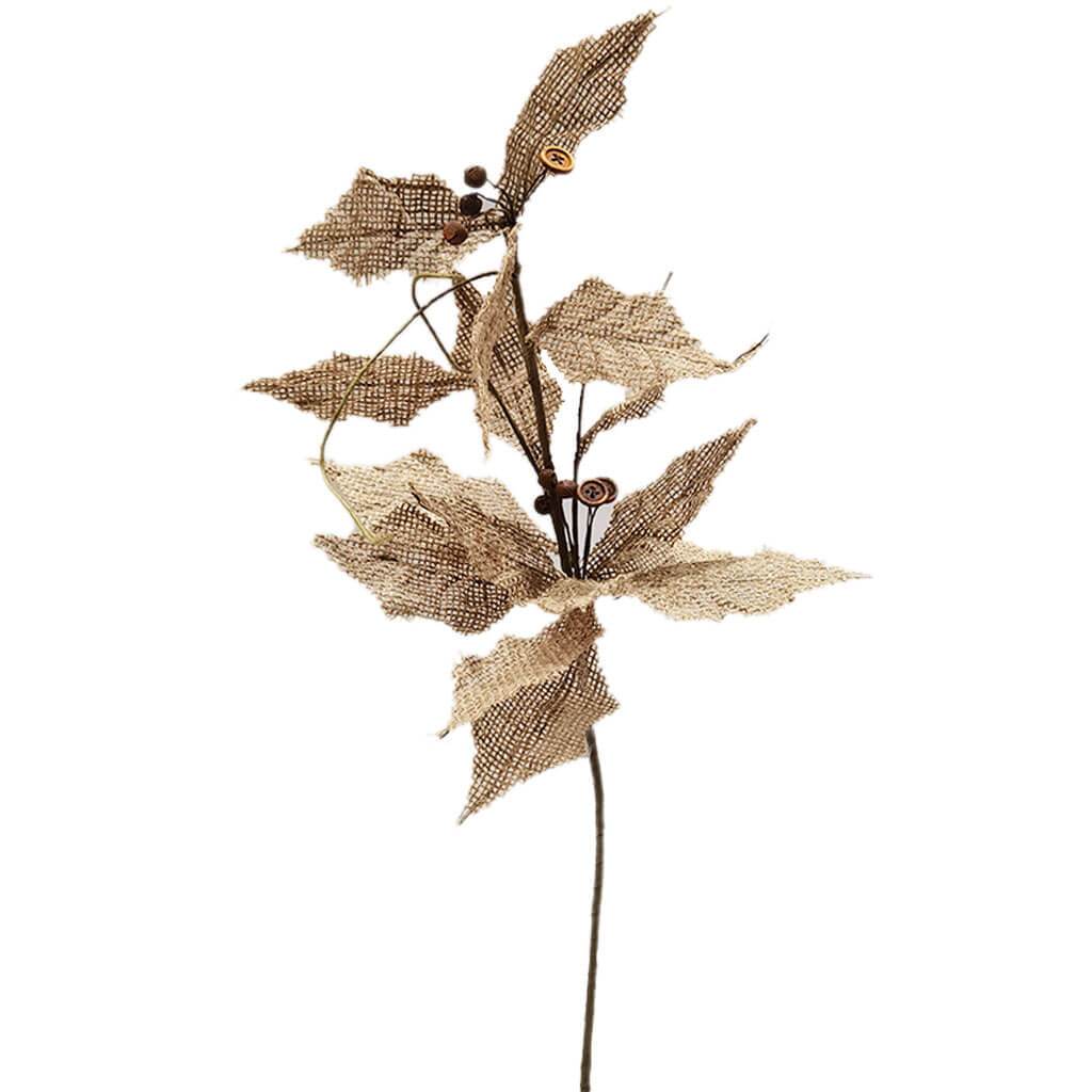Natural Burlap Poinsettia Stem 11in x 23in