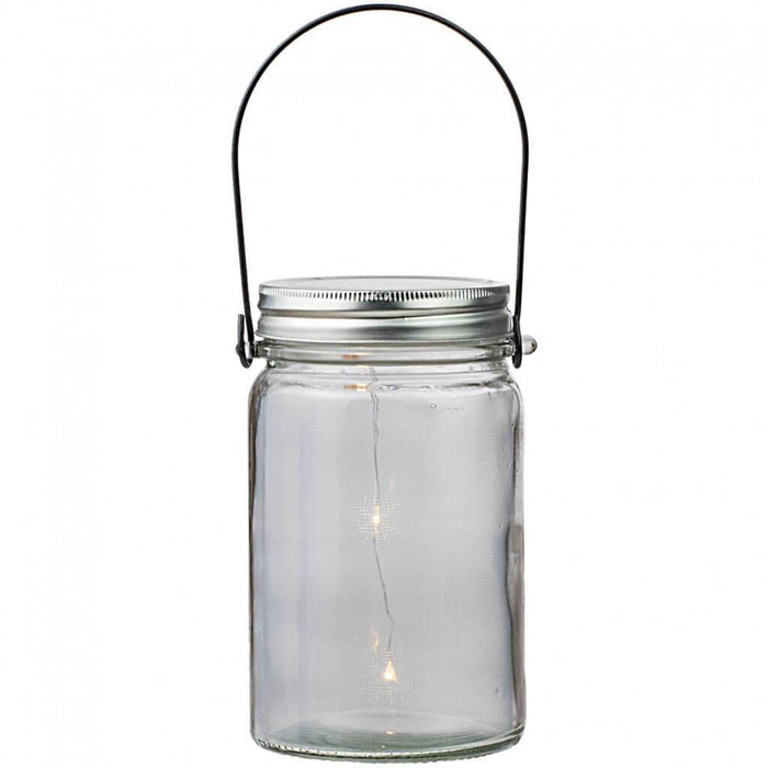 Clear Glass Bottle Wire Handle 3.25 x 5.5in With Lighting