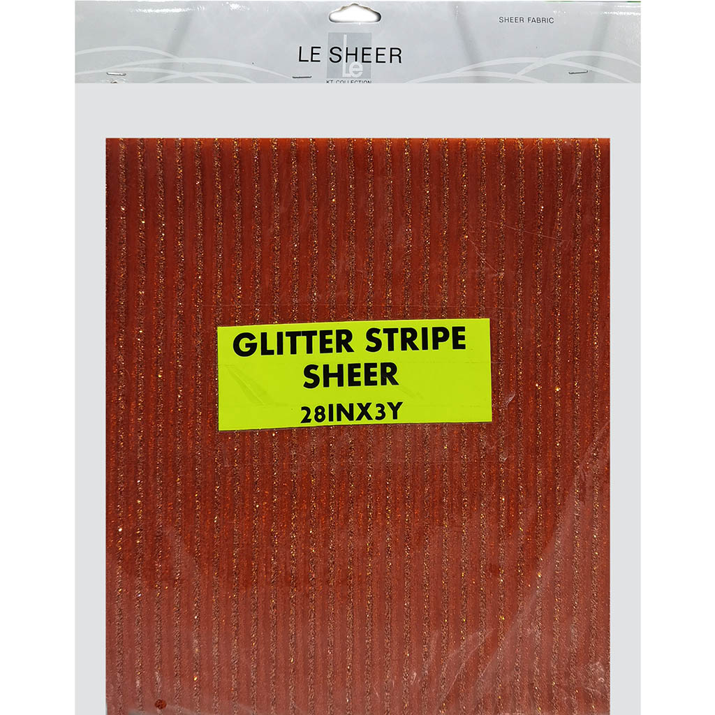 Glitter Stripe Sheer 28in x 3yd Orange Rust