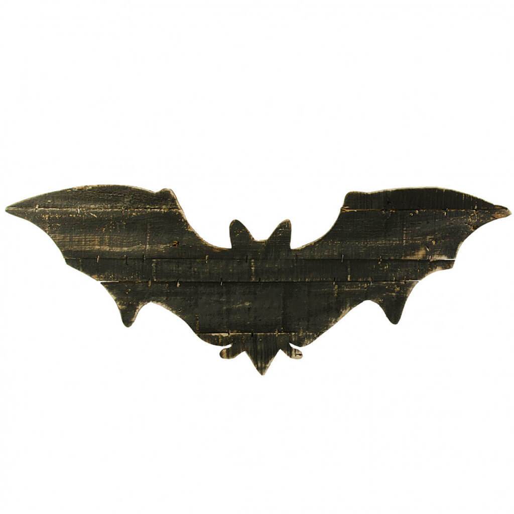 Distressed Wooden Wall Art Bat Sign 27.5in x 10.5in