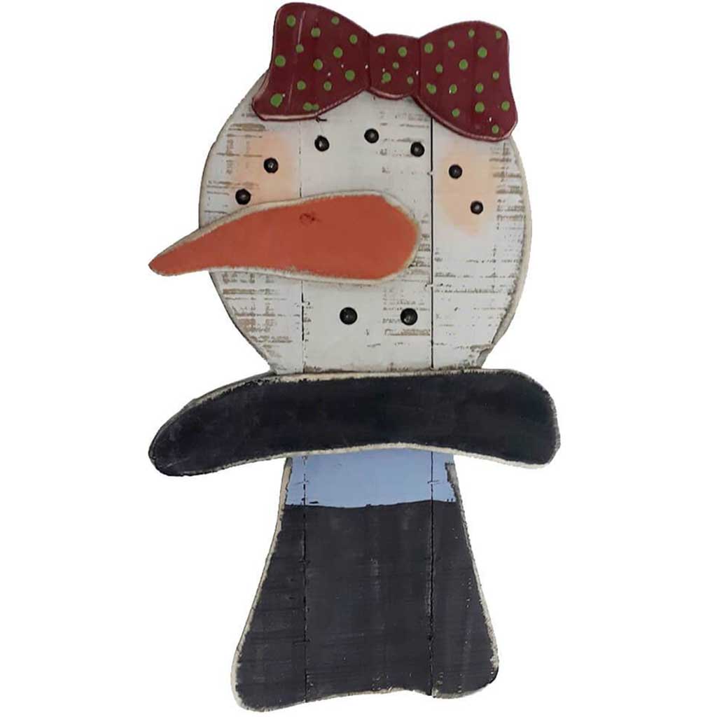 Distressed Wooden Snowman Hanging Decoration 17in 