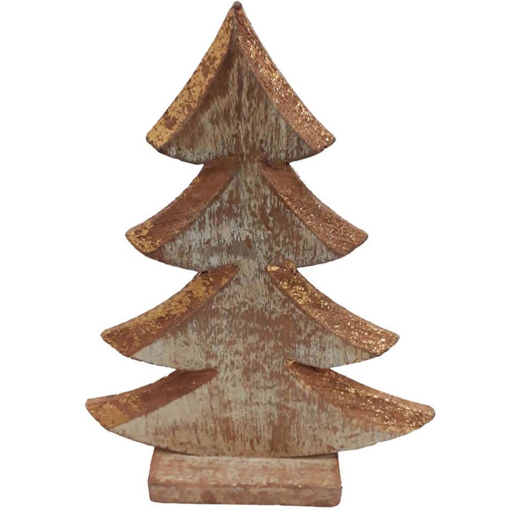 Wooden Christmas Tree Copper Painted 5 x 2 x 7in 