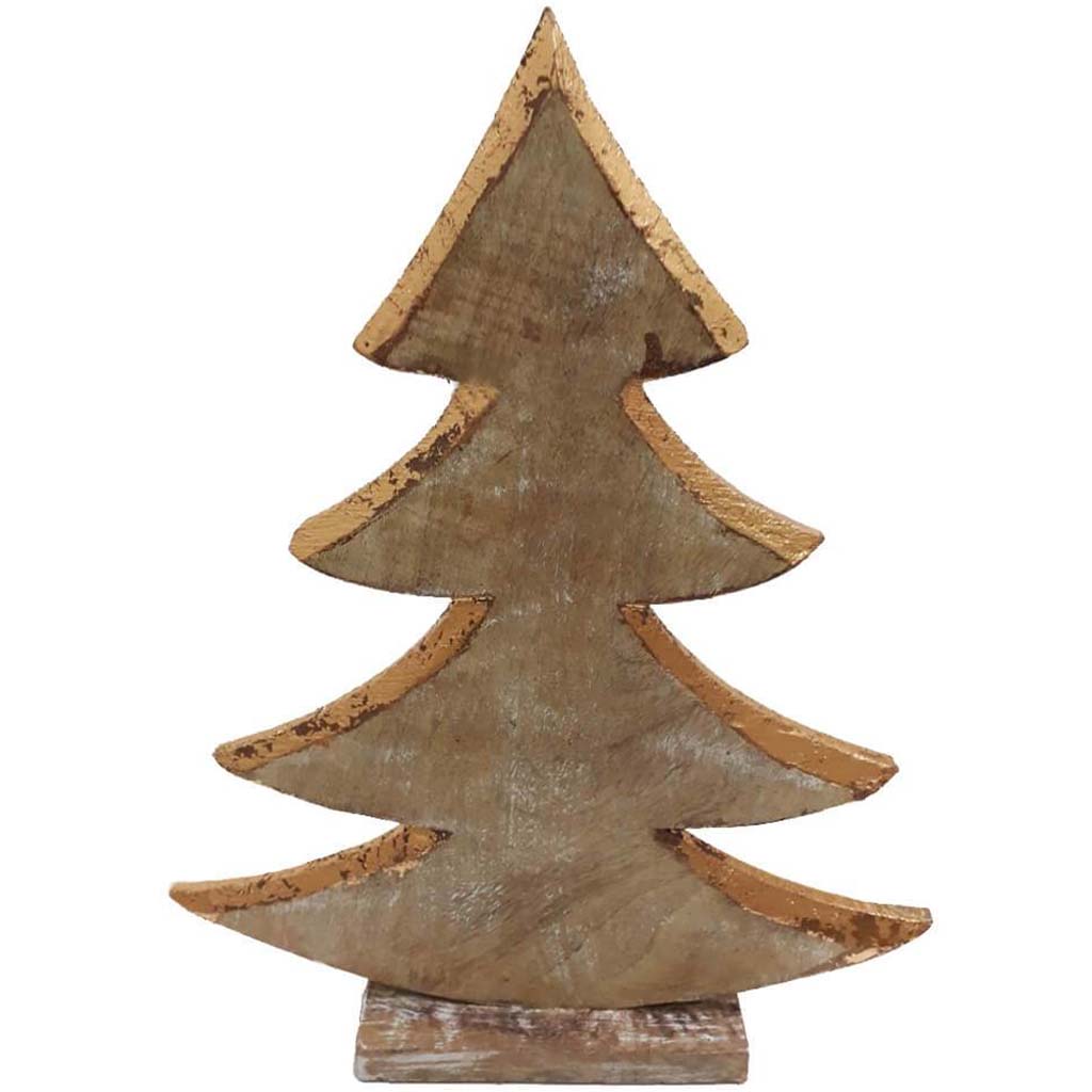 Wooden Christmas Tree Copper Painted 11.5X2.75X15in 